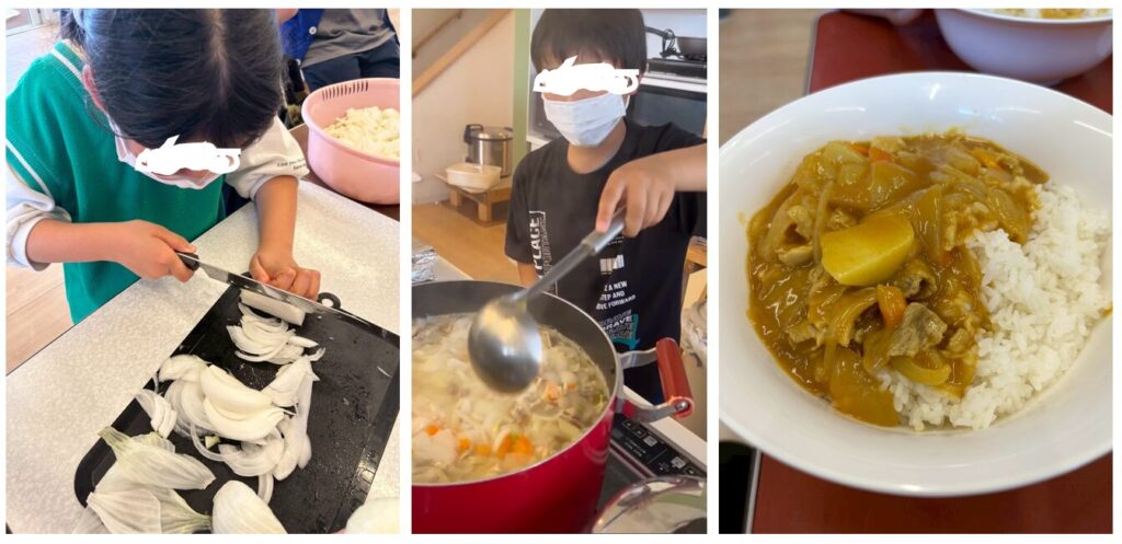 小学生の食育カレー作り