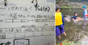 川で泳ぐ子どもたち